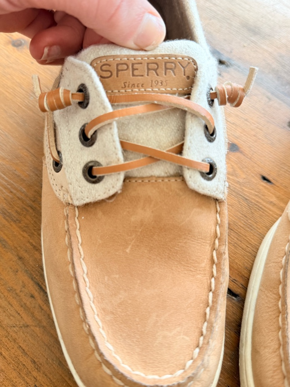 Sperry Top-Sider Women’s Boat Shoes Tan Leather Wool Blend Upper Size 8 - Picture 8 of 15